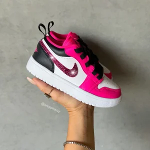 Size 8c Pink Baby Toddler Swarovski Jordan 1 Low